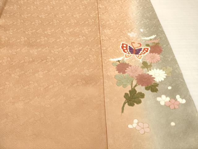 平和屋着物●訪問着　吉祥花蝶丸文　暈し染め　金彩　正絹　逸品　AABK4502ck