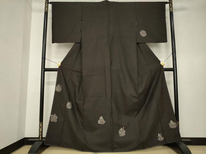 平和屋着物●本場大島紬　訪問着　9マルキ　七福神　地空き　総絣　まるやま扱い　正絹　逸品　AABK4504ck
