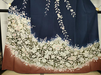 平和屋着物●訪問着　辻が花　絞り　舞花文　暈し染め　正絹　逸品　AABK4505ck