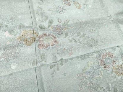 平和屋着物●訪問着　中国三大刺繍　汕頭刺繍　スワトウ刺繍　総刺繍　辻が花　舞花文　やまと誂製　ロング丈　正絹　逸品　AABK4506ck