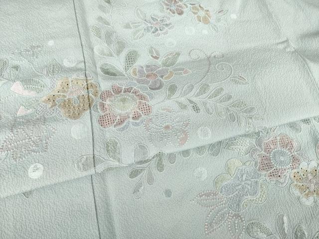平和屋着物●訪問着　中国三大刺繍　汕頭刺繍　スワトウ刺繍　総刺繍　辻が花　舞花文　やまと誂製　ロング丈　正絹　逸品　AABK4506ck