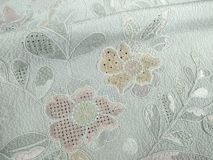 平和屋着物●訪問着　中国三大刺繍　汕頭刺繍　スワトウ刺繍　総刺繍　辻が花　舞花文　やまと誂製　ロング丈　正絹　逸品　AABK4506ck