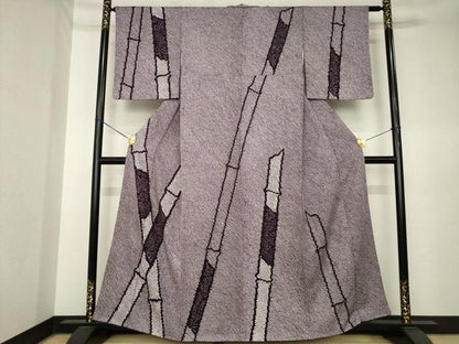 平和屋着物●訪問着　総絞り　竹　正絹　逸品　AABK4508ck