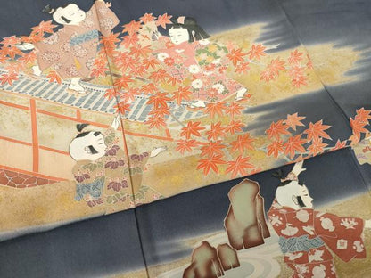 平和屋着物▼豪華色留袖　作家物　童子　暈し染め　金彩　正絹　逸品　AABK4509ck