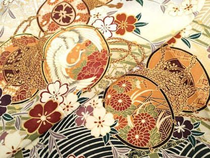 平和屋着物●豪華振袖　駒刺繍　渡り橋花鼓文　暈し染め　金彩　正絹　逸品　AABK4521cs