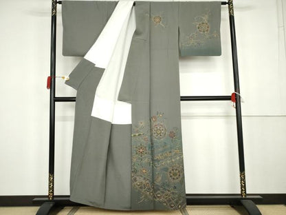 平和屋着物●中国三大刺繍 スワトウ刺繍 汕頭刺繍 相良刺繍 総刺繍 訪問着 正倉院更紗花唐草文 暈し染め 金糸 正絹 逸品 AABK4523cs