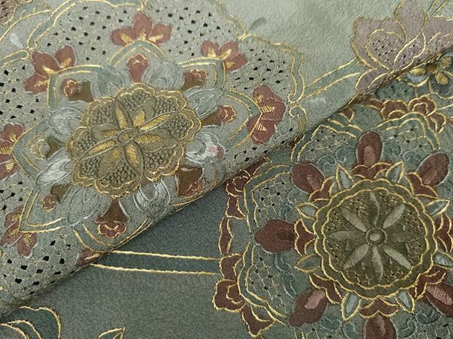 平和屋着物●中国三大刺繍 スワトウ刺繍 汕頭刺繍 相良刺繍 総刺繍 訪問着 正倉院更紗花唐草文 暈し染め 金糸 正絹 逸品 AABK4523cs