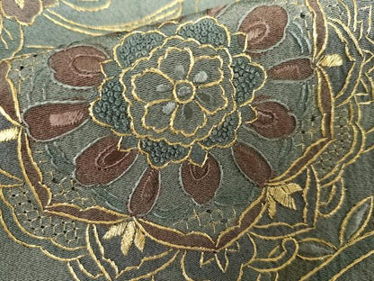 平和屋着物●中国三大刺繍 スワトウ刺繍 汕頭刺繍 相良刺繍 総刺繍 訪問着 正倉院更紗花唐草文 暈し染め 金糸 正絹 逸品 AABK4523cs