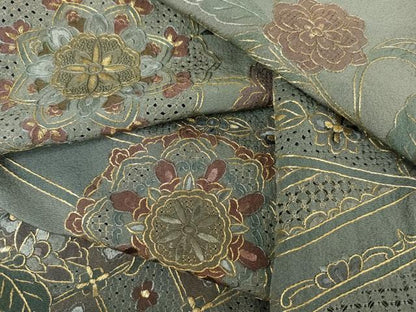 平和屋着物●中国三大刺繍 スワトウ刺繍 汕頭刺繍 相良刺繍 総刺繍 訪問着 正倉院更紗花唐草文 暈し染め 金糸 正絹 逸品 AABK4523cs