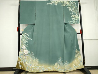 平和屋着物●本加賀友禅作家　栂野朗　訪問着　松竹梅文　暈し染め　正絹　逸品　AABK4524cs