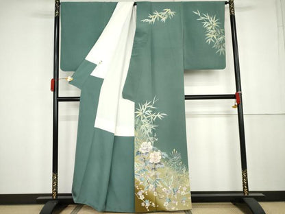 平和屋着物●本加賀友禅作家　栂野朗　訪問着　松竹梅文　暈し染め　正絹　逸品　AABK4524cs