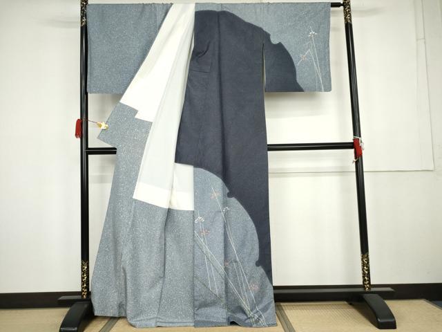 平和屋着物●本場大島紬　染大島　雪輪枝花文　正絹　逸品　AABK4526cs