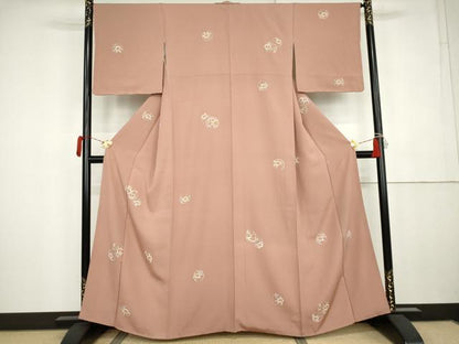 平和屋着物●上質な小紋　ろうけつ染　草花丸文　正絹　逸品　AABK4528cs