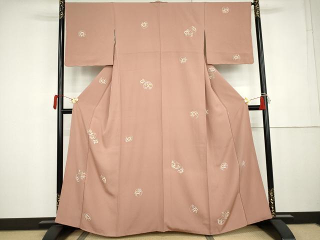平和屋着物●上質な小紋　ろうけつ染　草花丸文　正絹　逸品　AABK4528cs
