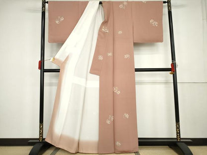 平和屋着物●上質な小紋　ろうけつ染　草花丸文　正絹　逸品　AABK4528cs