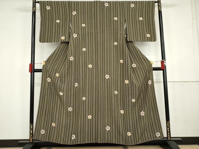 平和屋着物●上質な小紋　鹿の子舞桜文　正絹　逸品　AABK4529cs