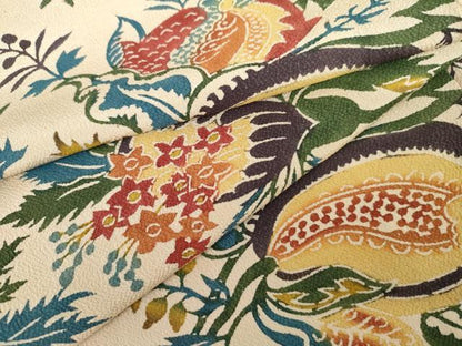 平和屋着物●上質な小紋　型染め　更紗花文　正絹　逸品　AABK4531cs