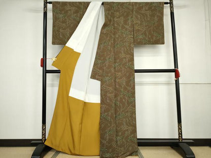 平和屋着物●上質な小紋　幾何学文様　正絹　逸品　AABK4532cs
