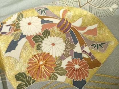 平和屋着物●訪問着　駒刺繍　立波地紙風景文　暈し染め　金彩　鈴乃屋扱い　正絹　逸品　未使用　AABK4534cs