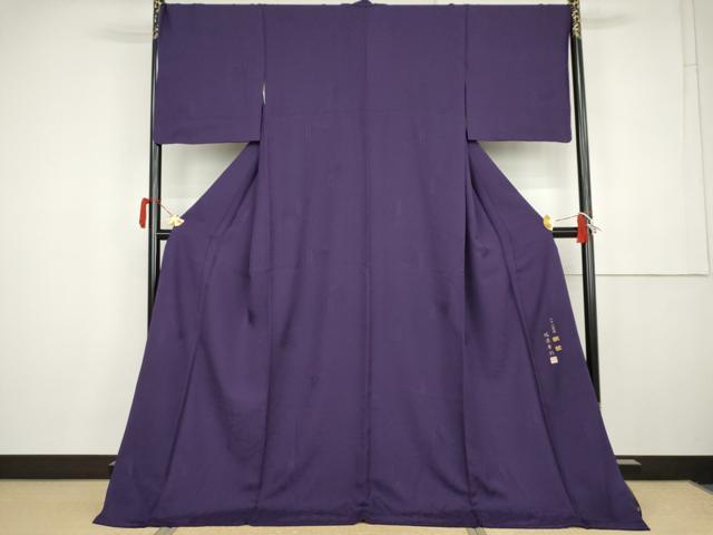 平和屋着物●龍道華彩　色無地　八十八家運　紫紺色　ロング丈　正絹　逸品　AABK4536cs