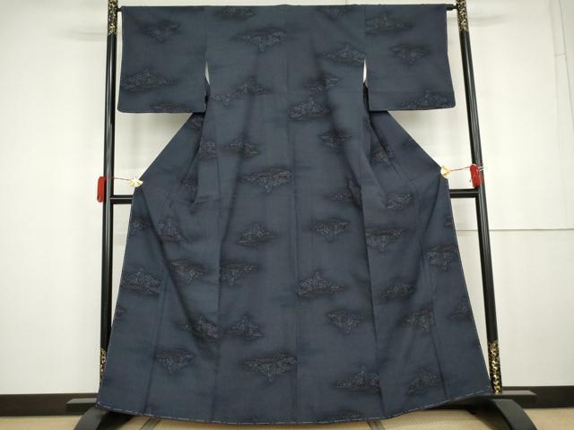 平和屋着物●本塩沢　110亀甲　流水風景文　正絹　逸品　未使用　AABK4538cs