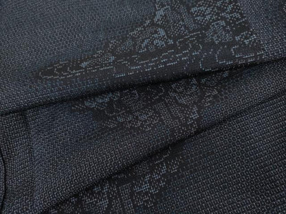 平和屋着物●本塩沢　110亀甲　流水風景文　正絹　逸品　未使用　AABK4538cs