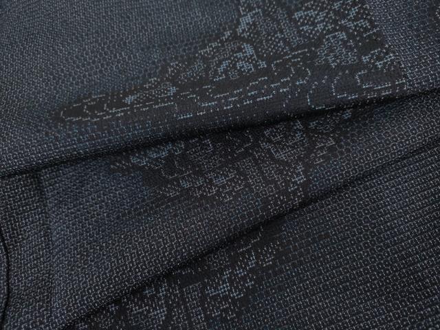 平和屋着物●本塩沢　110亀甲　流水風景文　正絹　逸品　未使用　AABK4538cs