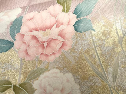 平和屋着物●訪問着　枝花文　暈し染め　金銀彩　正絹　逸品　AABK4541cs