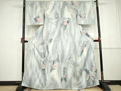 平和屋着物●上質な小紋　枝花文　暈し染め　正絹　逸品　AABK4542cs