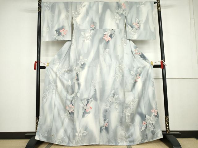 平和屋着物●上質な小紋　枝花文　暈し染め　正絹　逸品　AABK4542cs