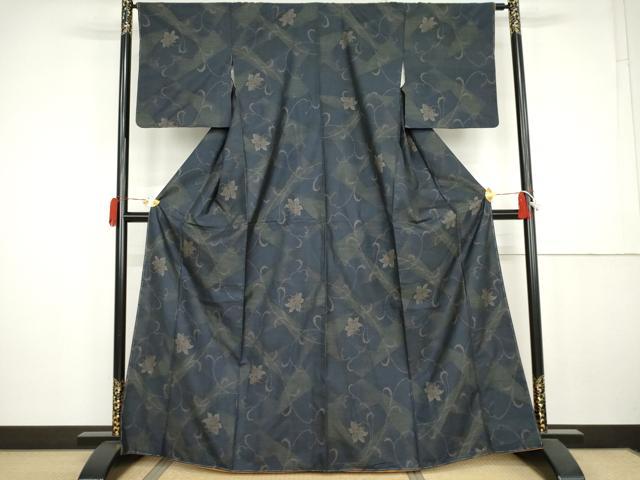平和屋着物●本場大島紬　9マルキ　花唐草文　正絹　逸品　未使用　AABK4543cs