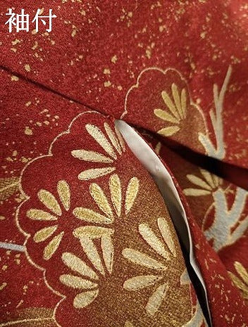 平和屋着物●豪華振袖　花蝶松文　暈し染め　金銀彩　ロング丈　正絹　逸品　AABK4544cs