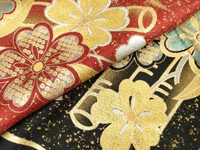平和屋着物●豪華振袖　花蝶松文　暈し染め　金銀彩　ロング丈　正絹　逸品　AABK4544cs