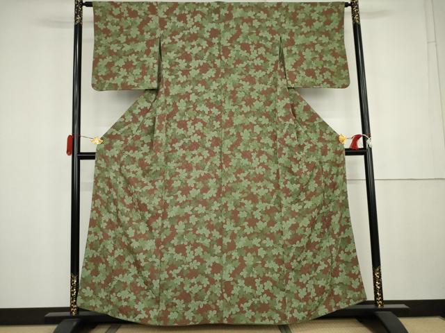 平和屋着物●上質な小紋　梶の葉　正絹　逸品　AABK4545cs