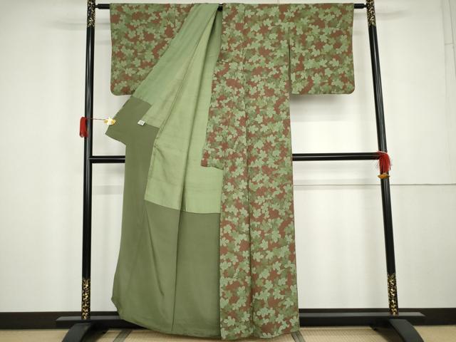平和屋着物●上質な小紋　梶の葉　正絹　逸品　AABK4545cs