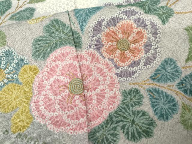 平和屋着物●訪問着　絞り　竜田川草花文　暈し染め　金彩　正絹　逸品　AABK4547cs