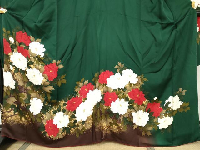 平和屋着物▼豪華振袖　草花文　暈し染め　金彩　正絹　逸品　AABK4549cs