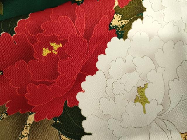 平和屋着物▼豪華振袖　草花文　暈し染め　金彩　正絹　逸品　AABK4549cs