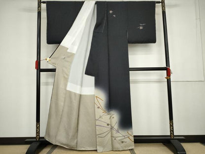 平和屋着物●訪問着　敷松葉に楓　暈し染め　金彩　正絹　逸品　未使用　AABK4550cs