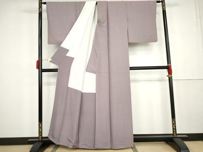 平和屋着物●上質な色無地　氷割れ地紋　浅紫色　正絹　逸品　AABK4552cs