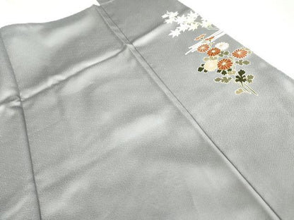 平和屋着物●訪問着　駒刺繍　流水草花文　暈し染め　金彩　正絹　逸品　AABK4560cs