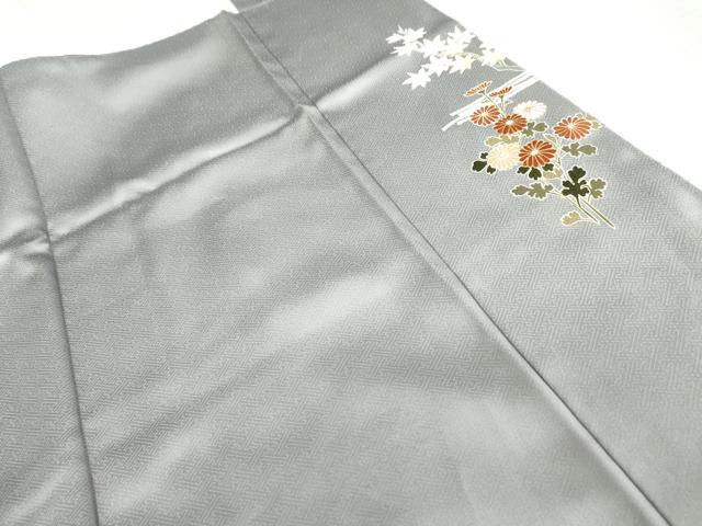 平和屋着物●訪問着　駒刺繍　流水草花文　暈し染め　金彩　正絹　逸品　AABK4560cs