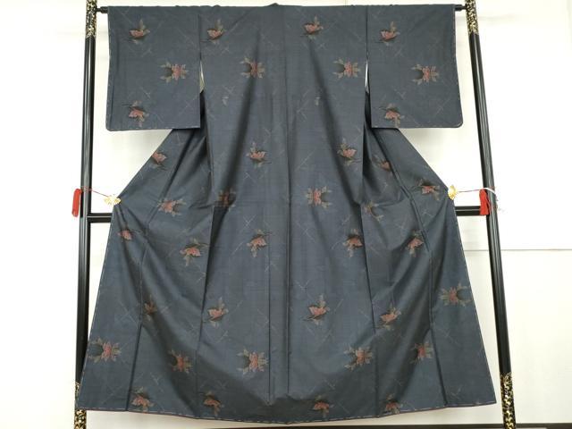 平和屋着物●本場大島紬　9マルキ　枝花文　正絹　逸品　未使用　AABK4561cs