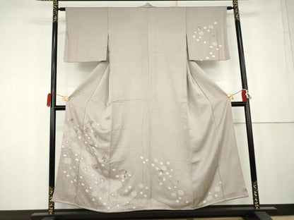 平和屋着物●訪問着　絞り　刺繍　仕覆花文　正絹　逸品　AABK4564cs
