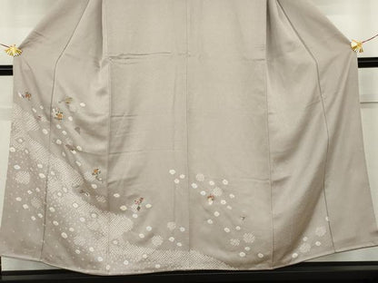 平和屋着物●訪問着　絞り　刺繍　仕覆花文　正絹　逸品　AABK4564cs