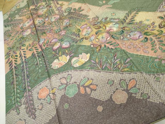 平和屋着物●訪問着　辻が花　鴛鴦花文　金彩　正絹　逸品　AABK4565cs