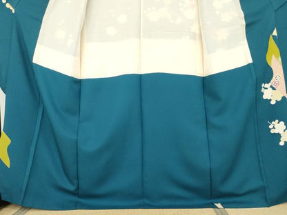 平和屋着物●創業460年・千總　振袖　駒刺繍　蔓帯梅松文　金糸　金彩　正絹　逸品　AABK4567cs