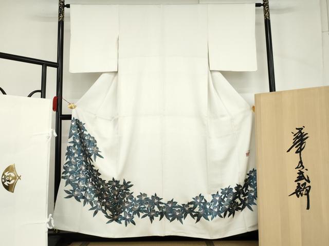 平和屋本店●国際的伝統工芸作家 十二代・藤林徳扇 苑寿 色留訪問着 草花文 金銀彩 金通し地 たとう紙・木箱付き 正絹 逸品 AABK4569cs