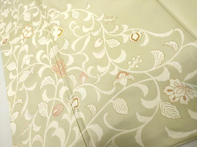 平和屋着物●訪問着　駒刺繍　花唐草文　金彩　正絹　逸品　AABK4572cs