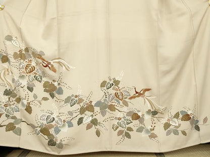 平和屋着物●豪華色留袖　駒刺繍　鳳凰桐文　正絹　逸品　AABK4573cs
